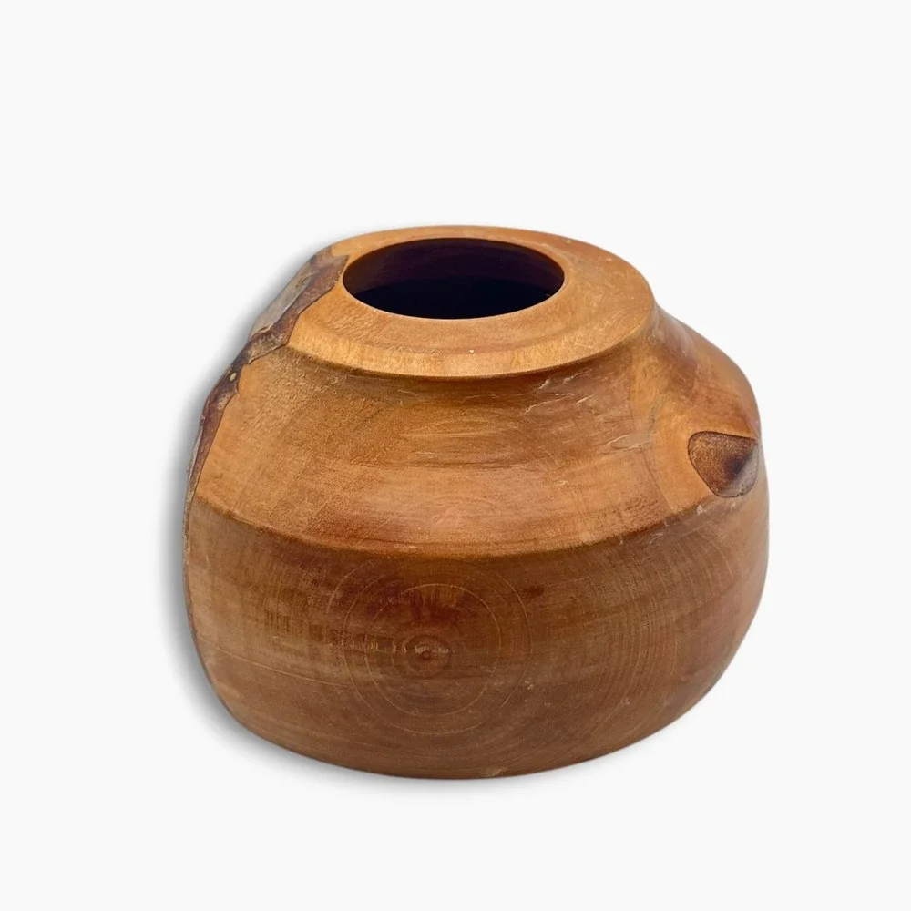Live Edge Burl Wood Vase Bowl Natural Bark Pot Rustic Studio Art Pottery